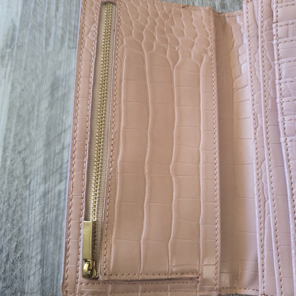 Love & Lore Pink Croc Embossed Continental Clutch Wallet Vegan Faux Leather - Picture 7 of 16